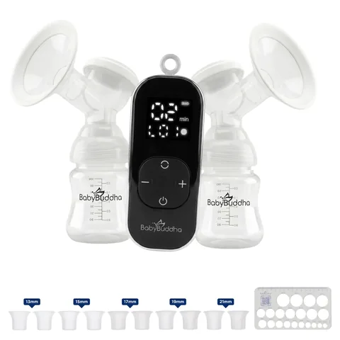 BabyBuddha 3.0 motor with two EasyFit bottle assemblies and the included sizing inserts.