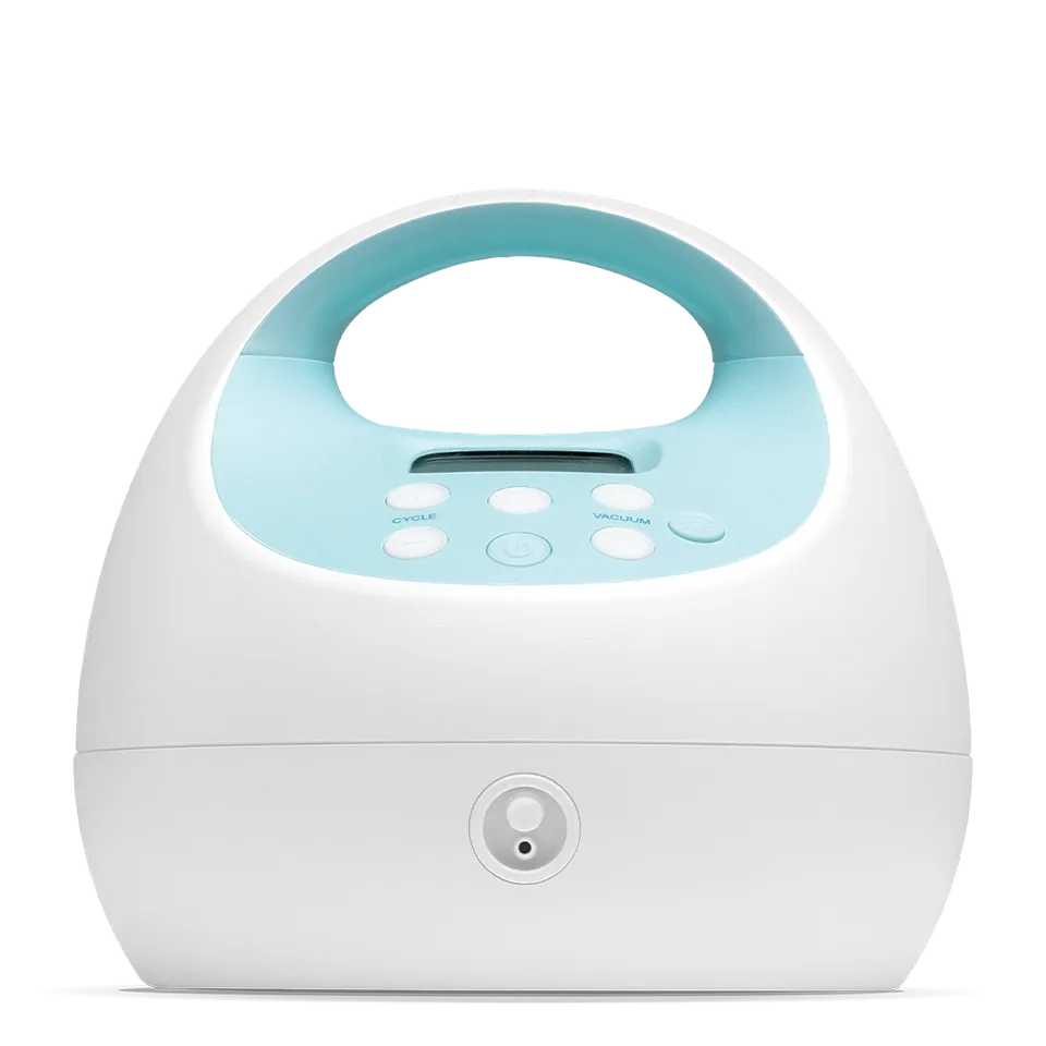 Spectra S1 Plus motor with blue control panel and carrying handle.